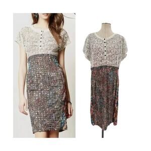 Beguile Byron Lars Lace Study Dress Anthropologie Floral Crochet Ivory Size 12